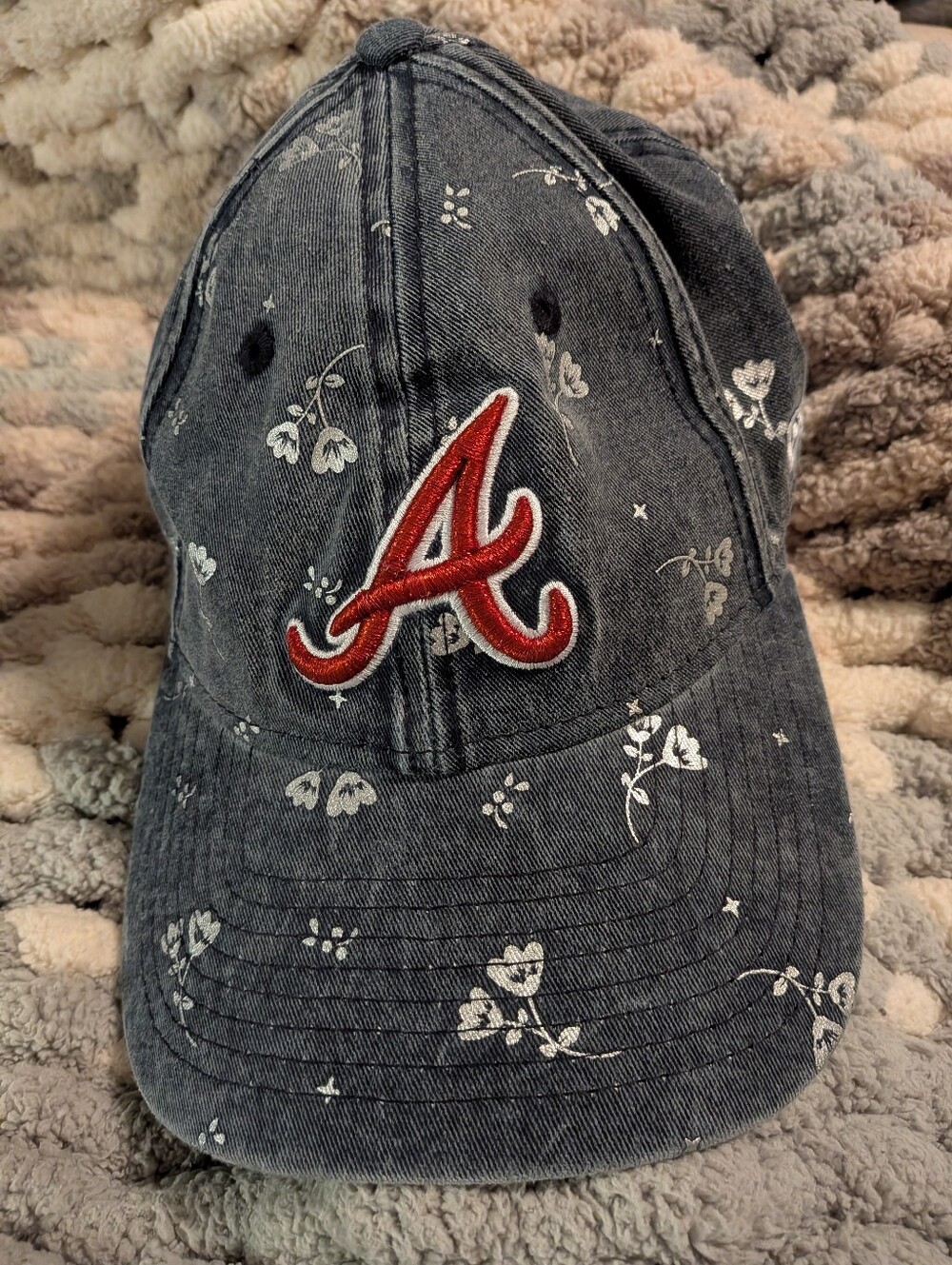 New Era Atlanta Braves Floral Denim Adjustable Baseball Cap Hat